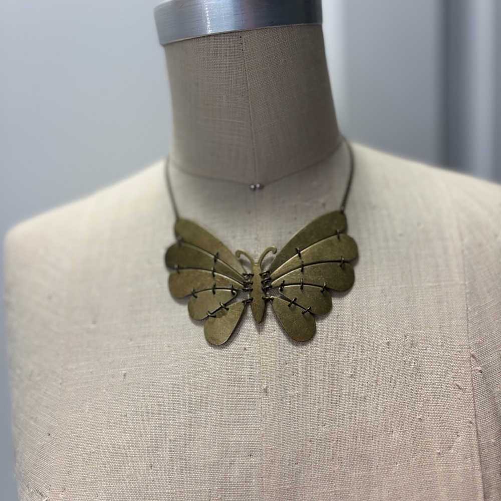 Butterfly Necklace in Antique Brass - Picture 4 of 6